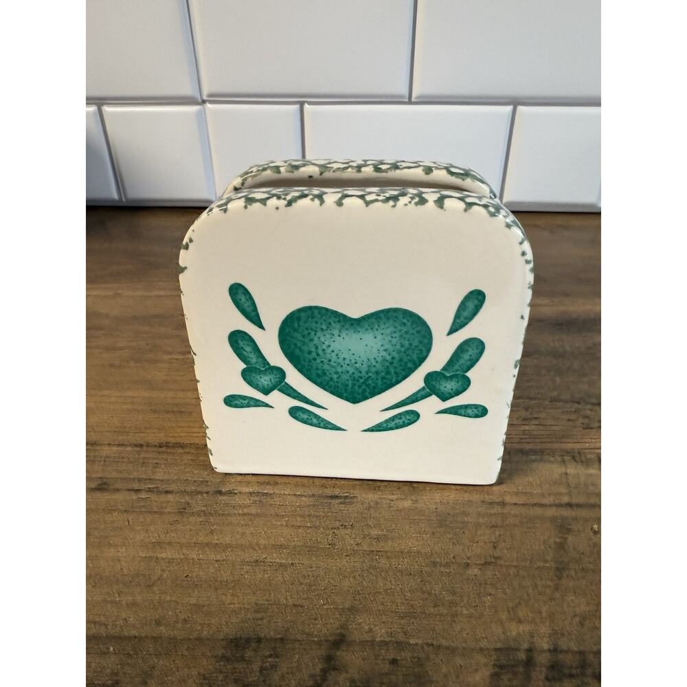VTG Salt Pepper Shakers Napkin Holder Country Green Heart Sponge‎ Painted - Picture 6 of 13